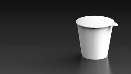 yogurt package black background one right angled 3D Render