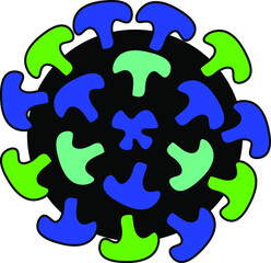 Covid virus, cell, covid-19, mutation, microscopy clip art