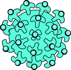 Covid virus, cell, covid-19, mutation, microscopy clip art