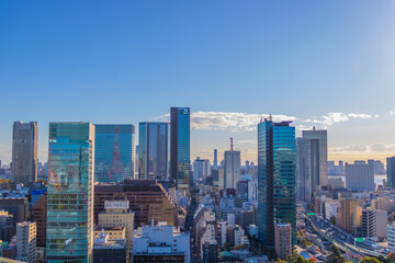 Fototapeta premium 東京のビル群と朝日