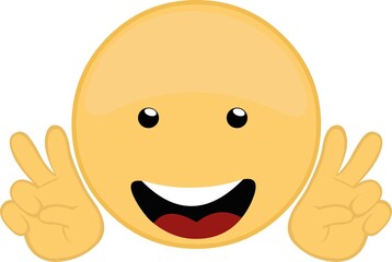 Vector illustration of emoticon making the gesture of love and peace with his hands