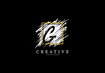 Letter G Splash Grange Logo Design, Texture Brush with a square grid.