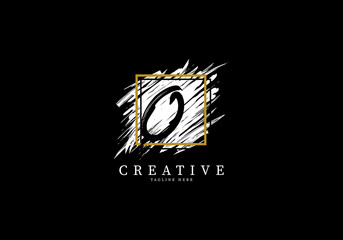 Letter O Splash Grange Logo Design, Texture Brush with a square grid.