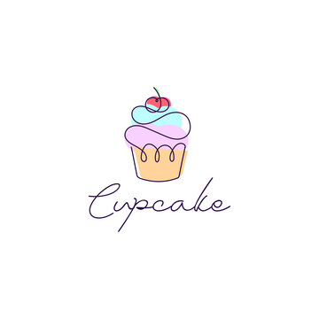 cupcake sweet dessert logo vector illustration