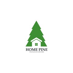 Fototapeta premium nature green pines home logo vector icon illustratiion