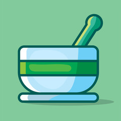 mortar medicine isolated vector illustration in flat style