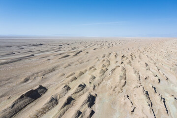 aerial view of wind erosion physiognomy landscape in qinghai