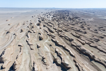 aerial view of wind erosion terrain landscape