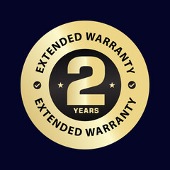Fototapeta premium two year extended warranty vector stamp. 2year warranty elegant golden icon illustration