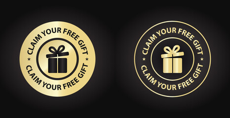 claim your free gift icon, premium golden icon, package label design elements