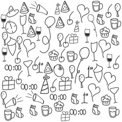 set of cute decorative hand drawing doodle vector illustration