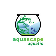 Aquascape logo icon vector template.