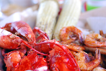 lobster and shrimp on a plate