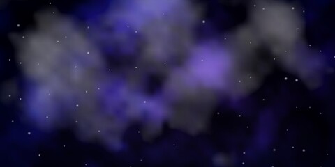 Fototapeta na wymiar Dark Purple vector background with small and big stars.