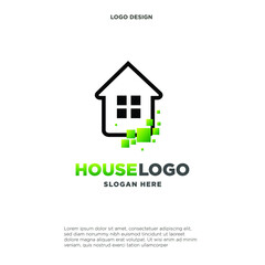 Pixel House logo designs concept vector, Nature Home logo symbol, Home logo icon