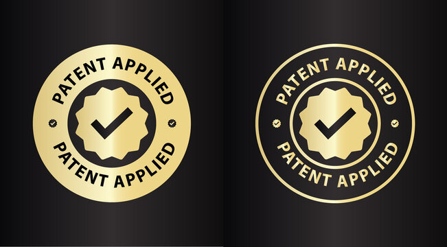 patent applied vector icon, golden elegant icon