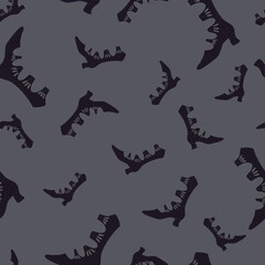 Random women boots seamless doodle pattern. Dark grey background. Fashion style backdrop.