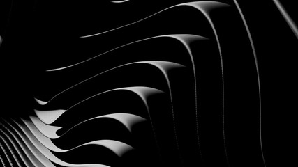 3D animation of black cloth. The cloth moves like sea waves.