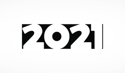 2021 New Year on black numbers design. Vector graphic. white background