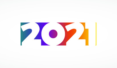 2021 New Year colored numbers design. Vector graphic. white background