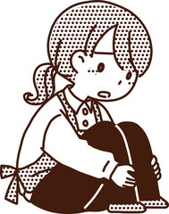主婦・女性保育士　モノクロコミック風