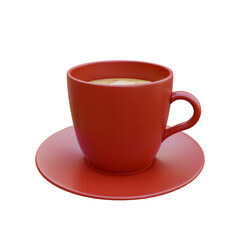 Red coffee cup isolate on white background.
