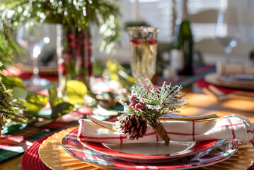 Festive Christmas holiday place setting