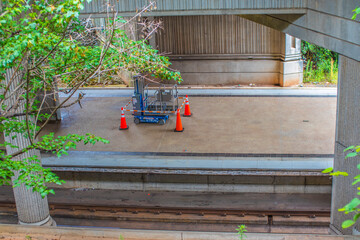 Avondale Estates, Ga / USA - 07 07 20: Marta Kinsington Transit Station Industrial equiptment...