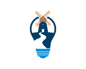 Simple bulb with windmill and river inside