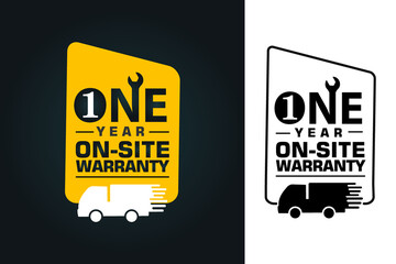 one year on site warranty vector illustration. 1 year warranty