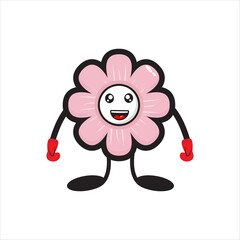 cute cherry blossom mascot in flat design 