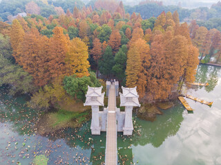 Hubei Wuhan East Lake Scenic Area Late Autumn Aerial Photography Scenery