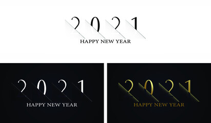 Happy 2021 new year. Numbers 2021 Design with Creative Paper Cut. Set of colour.