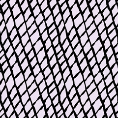Fototapeta premium Seamless hand drawn ink pattern. Creative endless background with blots. Abstract striped texture with bold monochrome lines
