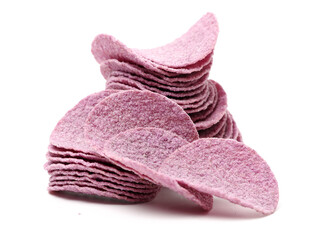Purple Potato Chips on white background