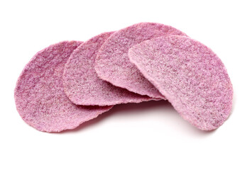 Purple Potato Chips on white background