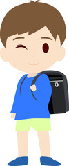 ランドセルを背負ったかわいい小学生のイラスト