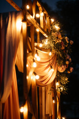 wedding decoration on the street in the evening