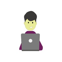 picture man with laptop vector