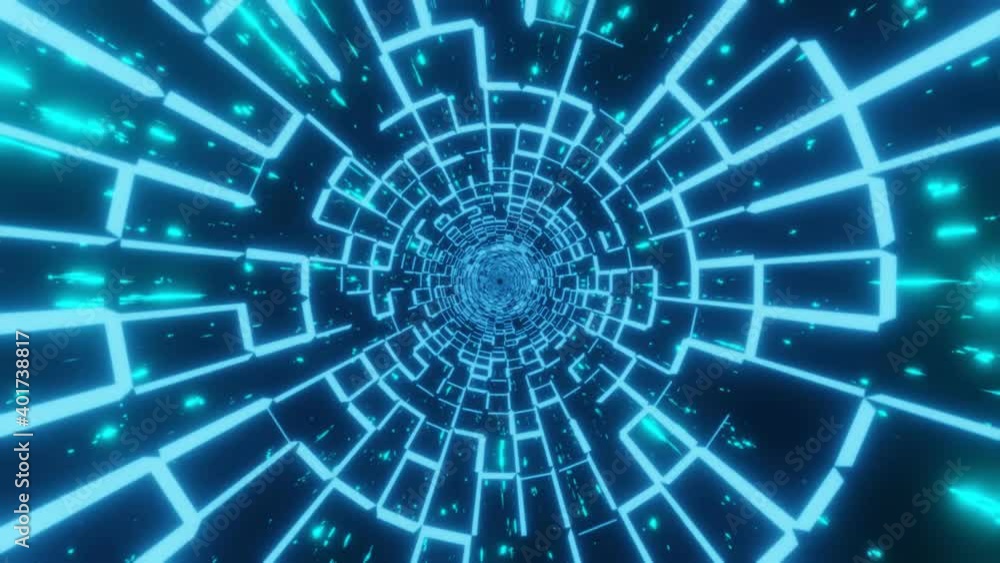 Poster abstract sci-fi futuristic alien space glowing lights wormhole speed tunnel 3d rendering