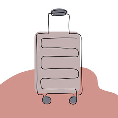 Vector illustration of suitcase. Modern one line art and abstract shapes. Can be use as home decor such as posters, wallpapers, t-shirt print or embroidery and as social media design