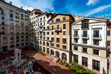 prestigious residential area with houses in the center of Moscow on a clear summer day