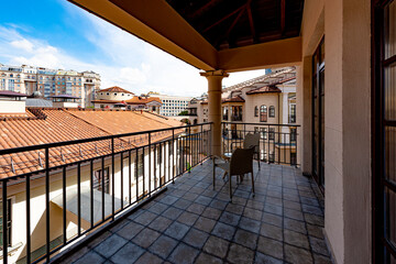 prestigious residential area with houses in the center of Moscow on a clear summer day