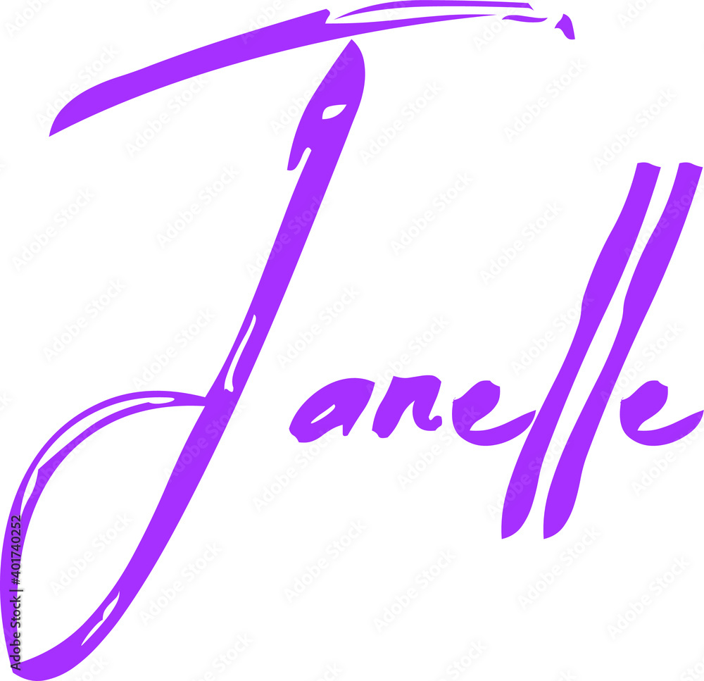 Fototapete Beautiful Cursive TypographyTypescript Text Female Name Janelle in Purple Color