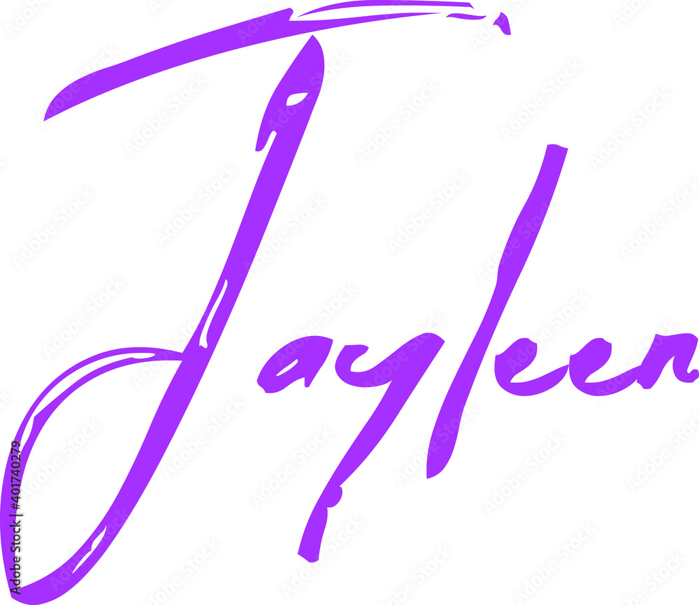 Fototapete Beautiful Cursive Calligraphy Typescript Text Female Name  Jayleen in Purple Color