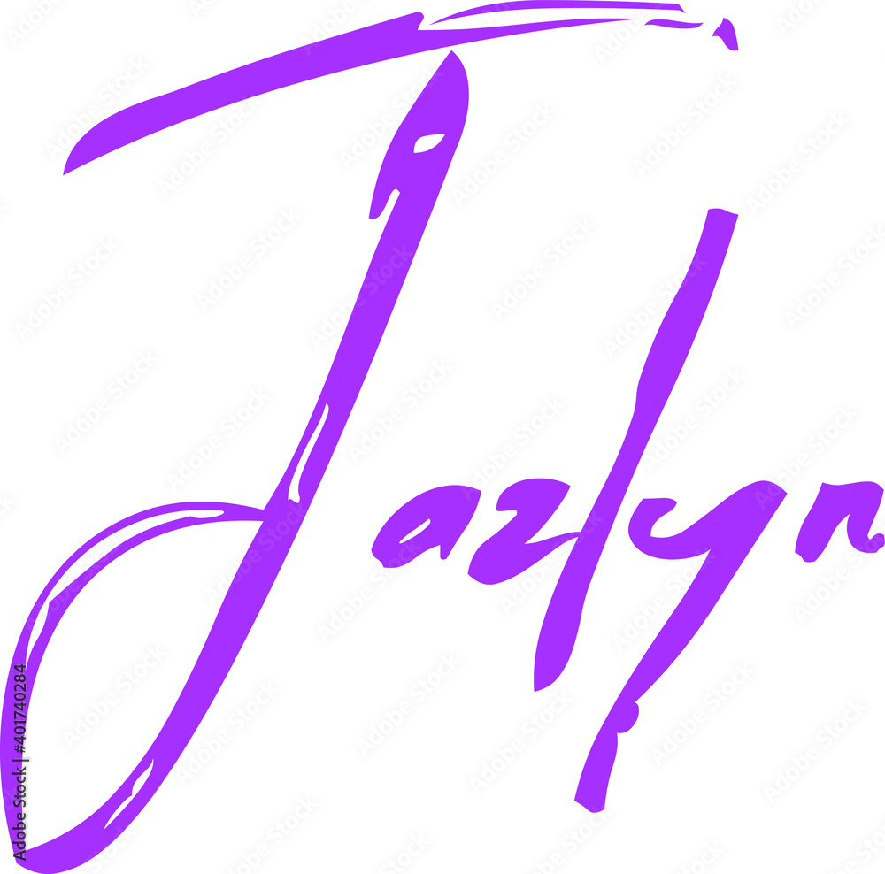 Fototapete Beautiful Cursive Calligraphy Typescript Text Female Name Jazly in Purple Color