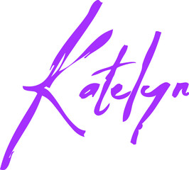 Beautiful Calligraphy Typescript Text Female Name Katelyn in Purple Color