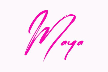 Brush Typography Typescript "Maya" Female Name in Pink Color