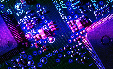 photography of a computer electronic chip on a microcircuit