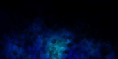 Dark BLUE vector background with hexagons.